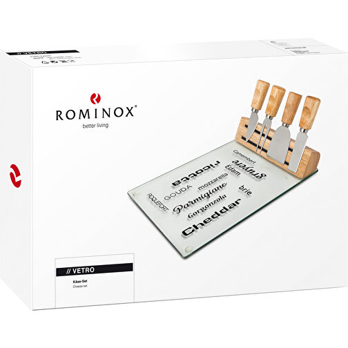 ROMINOX® Käse-Set // Vetro , braun, Glas, Holz, Edelstahl, 30,00cm x 5,50cm x 20,00cm (Länge x Höhe x Breite), Bild 2