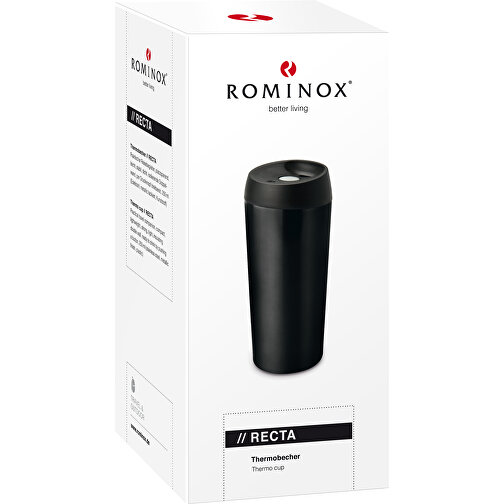 ROMINOX® Isolierbecher // Recta 500ml - Schwarz , schwarz, Edelstahl - metallic lackiert, Kunststoff, 8,00cm x 21,50cm x 8,00cm (Länge x Höhe x Breite), Bild 2