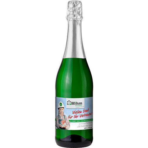Sekt Cuvée - Flasche Grün , silber, Glas, 8,30cm x 30,00cm x 8,30cm (Länge x Höhe x Breite), Bild 1