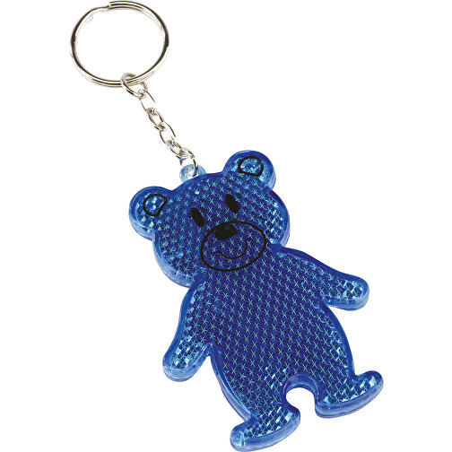 Reflektierender Schlüsselanhänger TEDDY , blau, Kunststoff, 12,00cm x 0,50cm x 5,00cm (Länge x Höhe x Breite), Bild 1