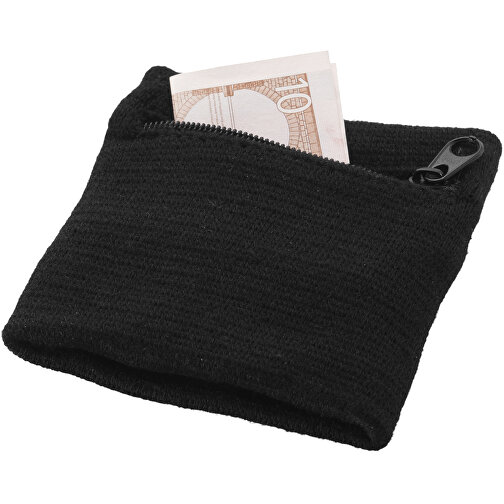 Brisky Schweißband Mit Reißverschlusstasche , schwarz, Baumwolle, 8,00cm x 1,00cm x 8,00cm (Länge x Höhe x Breite), Bild 3