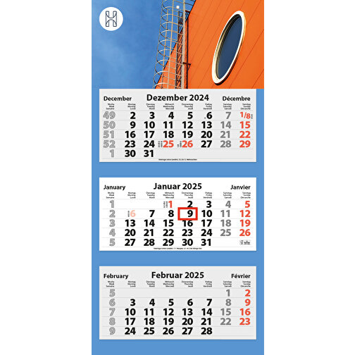 3-Monats Faltkalender 'Tres-Light Plus' , Rückwand: 290 g/m² Chromokarton, Kalenderblätter: 70 g/m² holzfrei weiss, chlorfrei gebleicht, 68,00cm x 33,00cm (Höhe x Breite), Bild 1