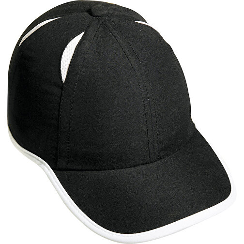6 Panel Micro-Edge Sports Cap , Myrtle Beach, schwarz/light-grau, 100% Polyester, one size, , Bild 1