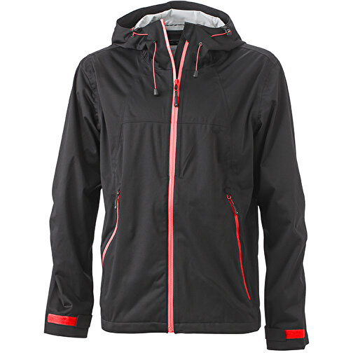 Men’s Outdoor Jacket , James Nicholson, schwarz/rot, 100% Polyester, M, , Bild 1