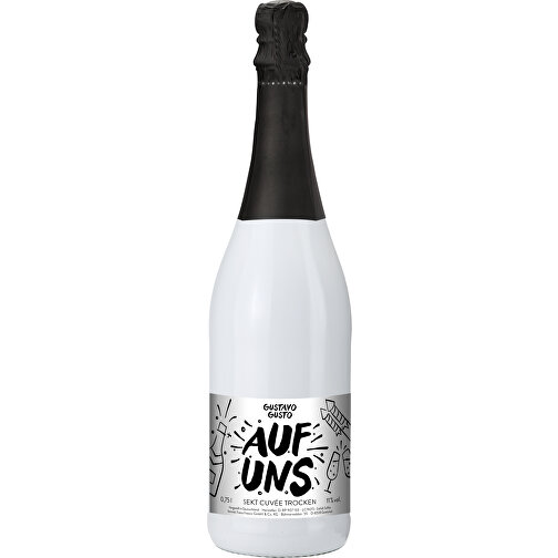 Sekt Cuvée - Flasche Weiß-lackiert , schwarz, Glas, 8,30cm x 30,00cm x 8,30cm (Länge x Höhe x Breite), Bild 1