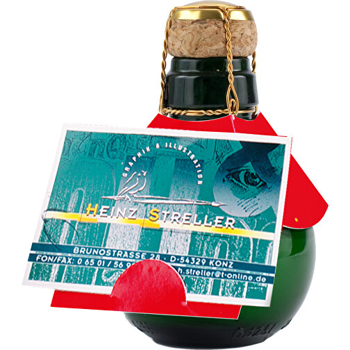 Kleinste Sektflasche Der Welt! Rot Mit Visitenkarteneinschub - Ohne Geschenkkarton , Glas, 7,50cm x 12,00cm x 7,50cm (Länge x Höhe x Breite), Bild 1
