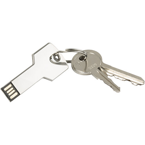 USB-Stick Schlüssel 2.0 8GB , Promo Effects MB , silber MB , 8 GB , Metall MB , 3 - 10 MB/s MB , 5,70cm x 2,40cm (Länge x Breite), Bild 2