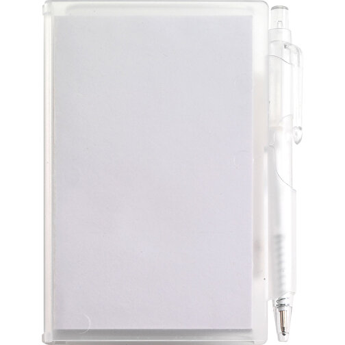 Notizbuch Aus Kunststoff Lucian , weiß, ABS, Plastik, Papier 70 g/m2*, 10,60cm x 1,00cm x 8,20cm (Länge x Höhe x Breite), Bild 1