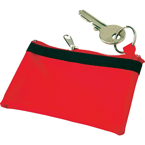 Schlüsseletui Aus Nylon Sheridan , rot, Nylon, Nylon 70D, 11,00cm x 0,70cm x 7,00cm (Länge x Höhe x Breite), Bild 1