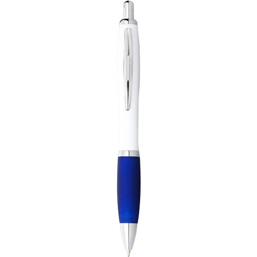 Nash Kugelschreiber Weiß Mit Farbigem Griff , weiß / royalblau, ABS Kunststoff, 14,00cm (Höhe), Bild 1