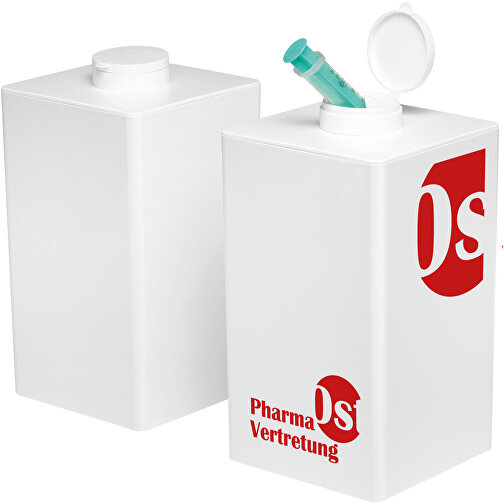 Spritzen-Entsorgungsbehälter , weiss, PS+PP, 13,20cm x 24,60cm x 13,20cm (Länge x Höhe x Breite), Bild 2